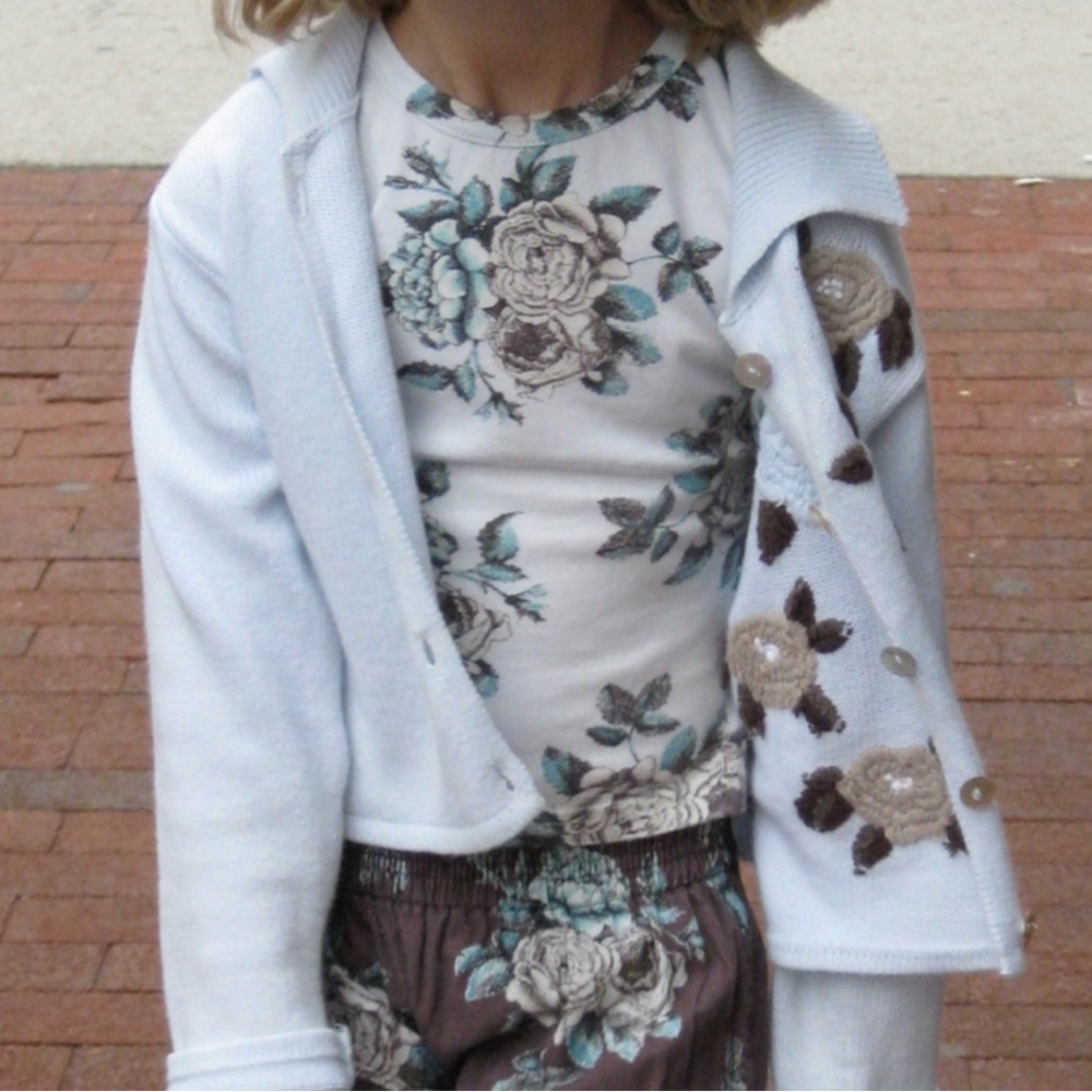 JOTTUM SZ 6-7 116 EURO~HOLLAND FLORAL SO SOFT LONG SLEEVE SHIRT TOP~BABY BLUE